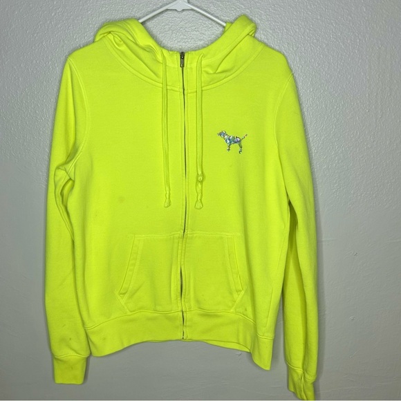 RARE PINK VICTORIA’S SECRET NEON OMBRÉ BLING FULL ZIP HOODIE - Picture 4 of 11